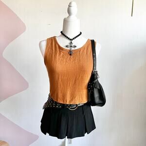 Brown Tank Top, Clean Girl, Earthy, Minimalist,‎ Model Off Duty, Small